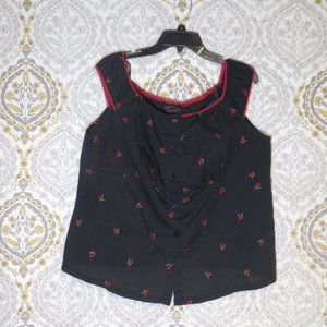 Torrid  Black Summer cherry blouse